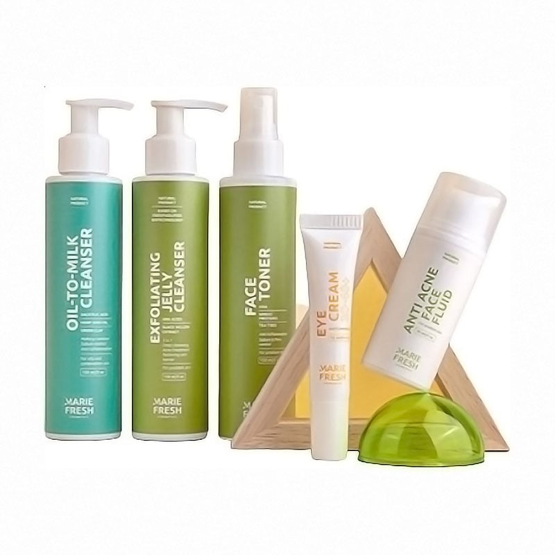 Уцінка! Набір Marie Fresh Cosmetics Комплексний догляд за зрілою, проблемною шкірою обличчя, 5 продуктів (з гелем)